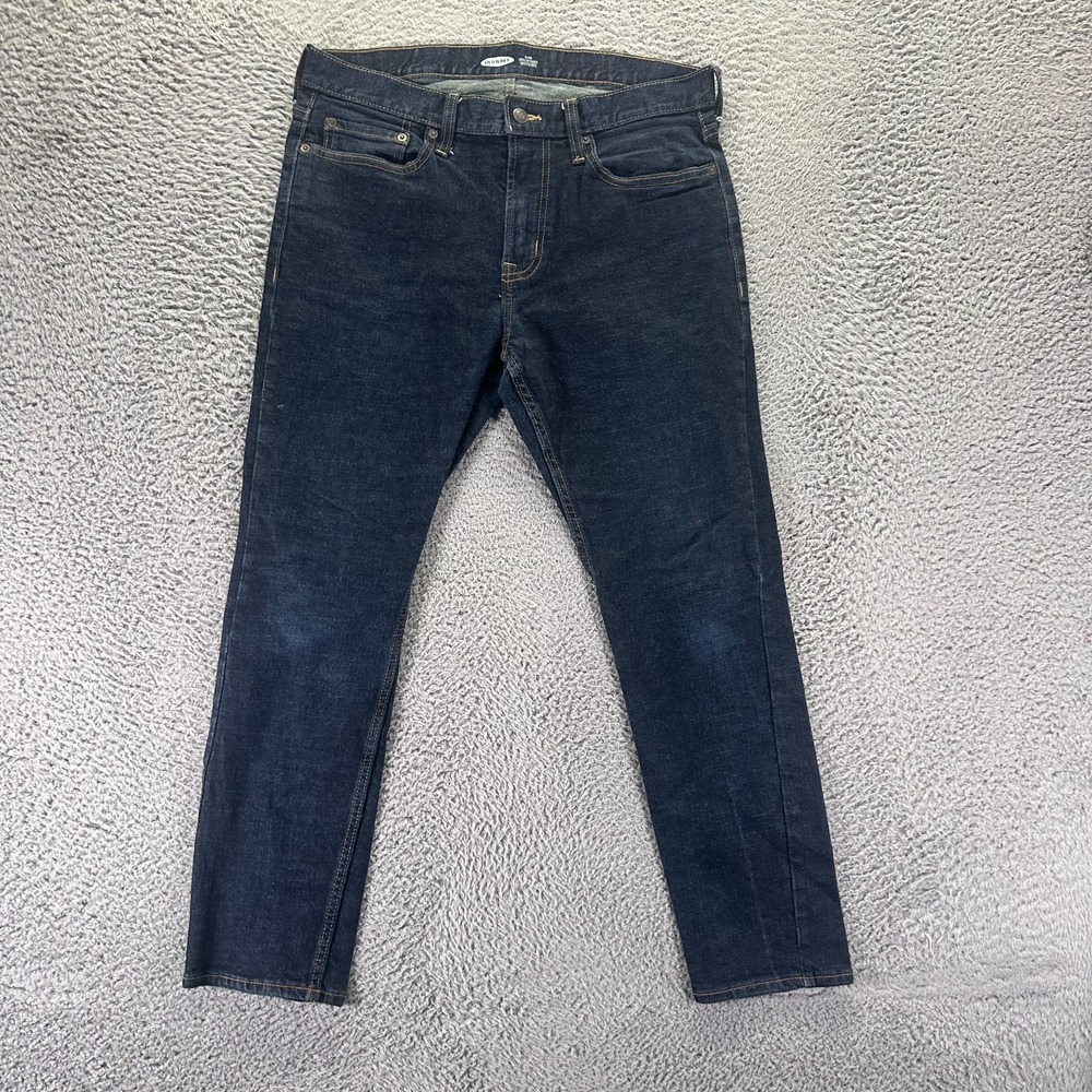 Old Navy Built-In Flex Jeans Mens 34x28 Blue Cotton Denim Straight Slim Stretch